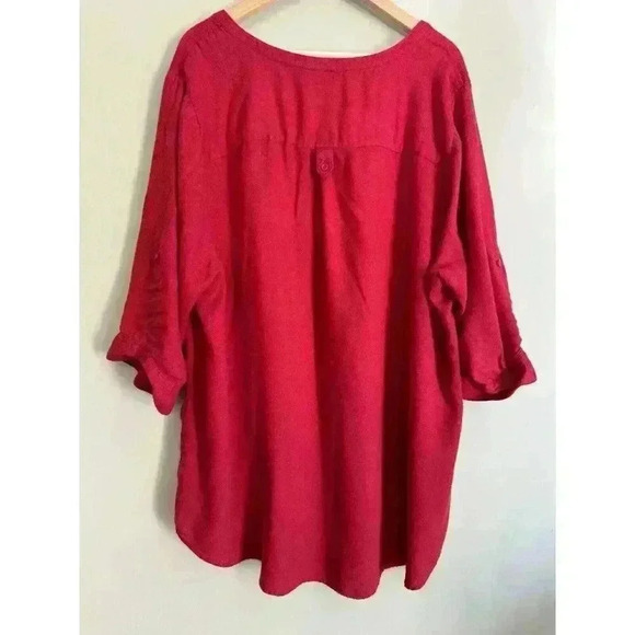 Torrid Shirt Top Womens Plus Harper Sz 4 Red Button Up Pockets Roll Tab Flowy - Picture 9 of 9